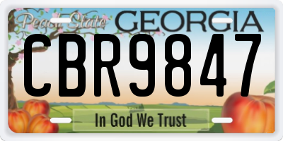 GA license plate CBR9847