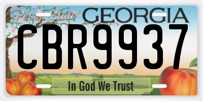 GA license plate CBR9937
