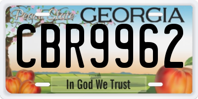 GA license plate CBR9962