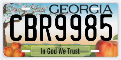 GA license plate CBR9985