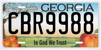 GA license plate CBR9988