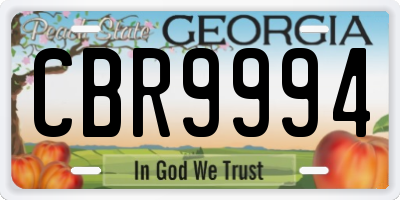 GA license plate CBR9994