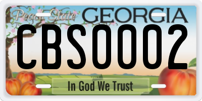 GA license plate CBS0002