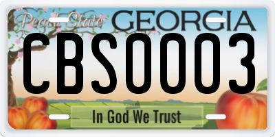 GA license plate CBS0003