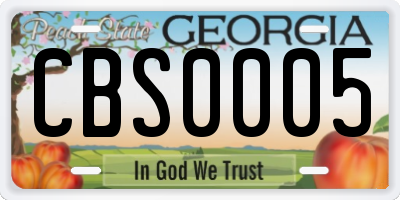 GA license plate CBS0005