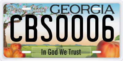 GA license plate CBS0006