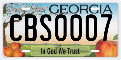 GA license plate CBS0007