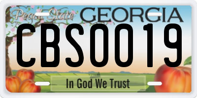 GA license plate CBS0019