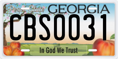 GA license plate CBS0031