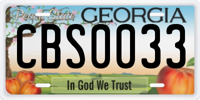 GA license plate CBS0033