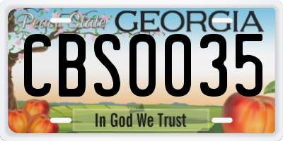 GA license plate CBS0035