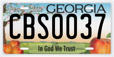 GA license plate CBS0037