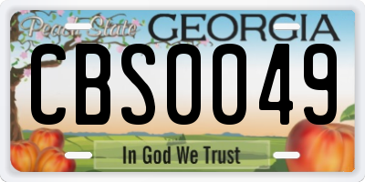 GA license plate CBS0049