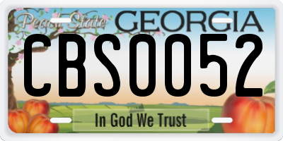 GA license plate CBS0052