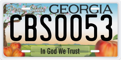 GA license plate CBS0053