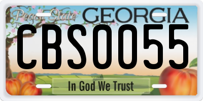 GA license plate CBS0055
