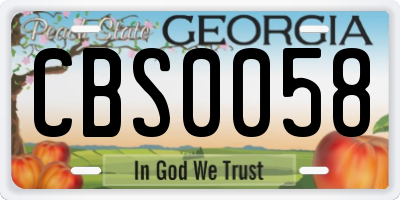 GA license plate CBS0058
