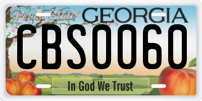 GA license plate CBS0060