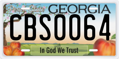 GA license plate CBS0064