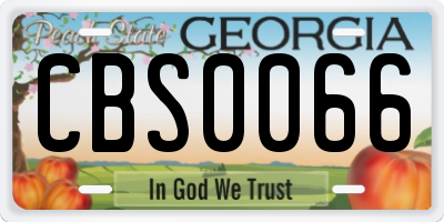GA license plate CBS0066