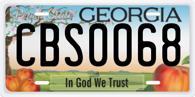 GA license plate CBS0068