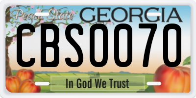 GA license plate CBS0070