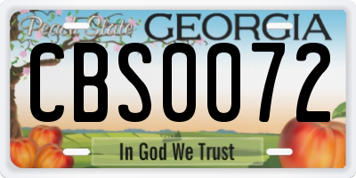 GA license plate CBS0072