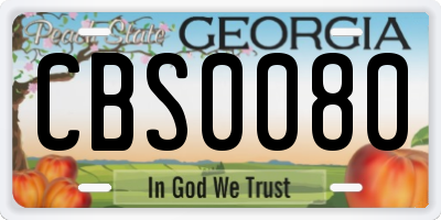 GA license plate CBS0080