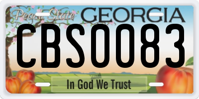 GA license plate CBS0083