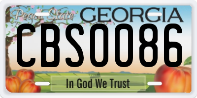 GA license plate CBS0086