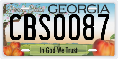 GA license plate CBS0087