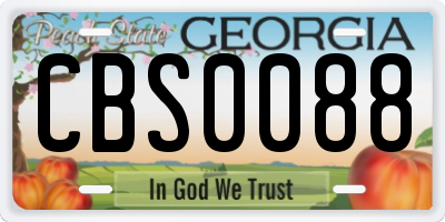 GA license plate CBS0088
