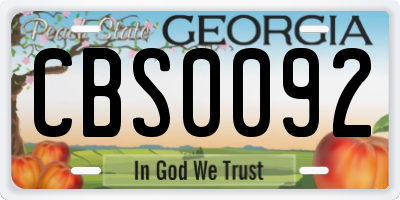GA license plate CBS0092