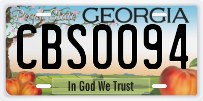 GA license plate CBS0094