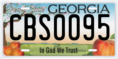 GA license plate CBS0095