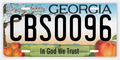 GA license plate CBS0096