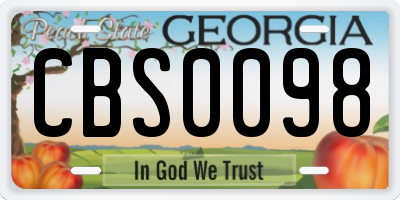GA license plate CBS0098
