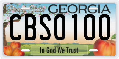 GA license plate CBS0100