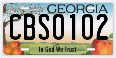 GA license plate CBS0102