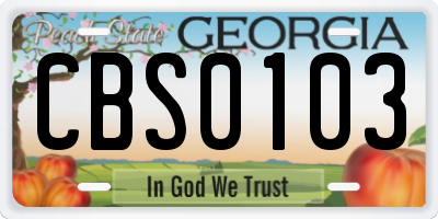 GA license plate CBS0103
