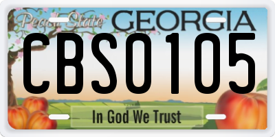 GA license plate CBS0105