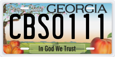 GA license plate CBS0111