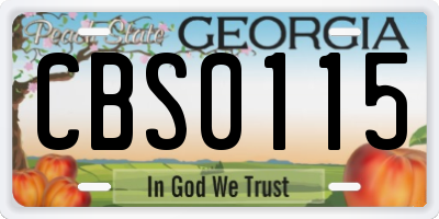 GA license plate CBS0115