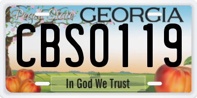 GA license plate CBS0119