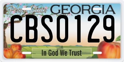 GA license plate CBS0129