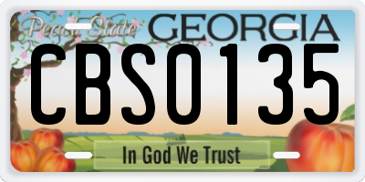 GA license plate CBS0135