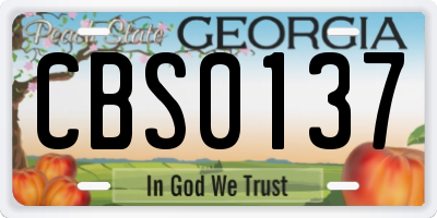 GA license plate CBS0137