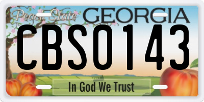 GA license plate CBS0143