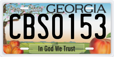 GA license plate CBS0153