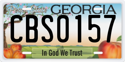 GA license plate CBS0157
